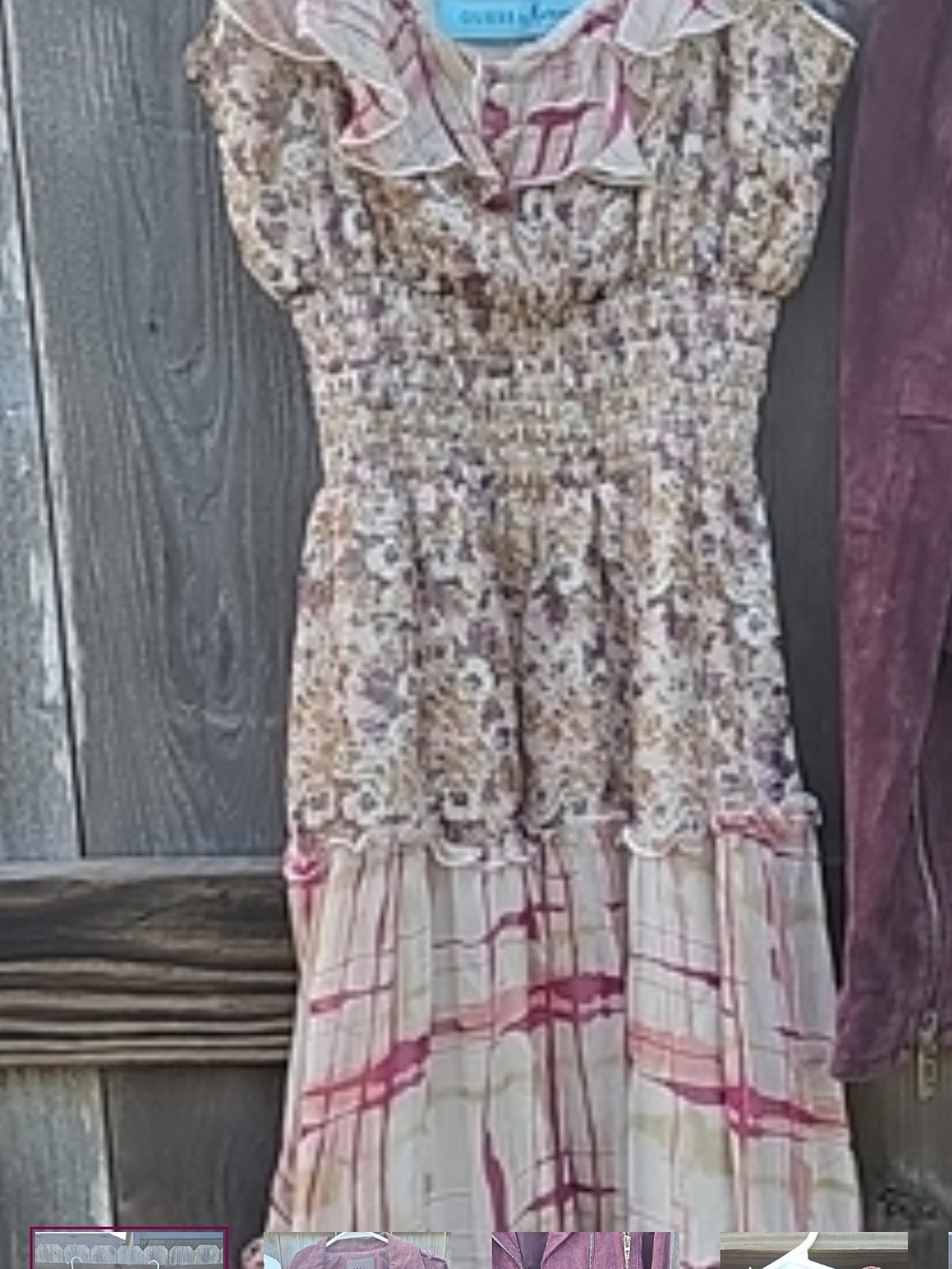 Marciano Cream and Pink Floral Maxi Dress